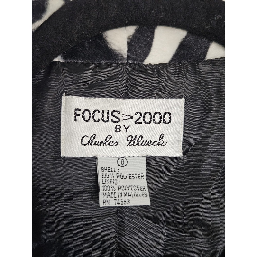 Vtg Focus 2000 By Charles Glueck Zebra B&W Tiger  Velvety Cropped Jacket 8 - Picture 8 of 14